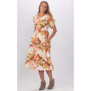 Sweet Salt Midi Dress Floral Rose Print Sz S Modest Clothing Pockets Cottagecore